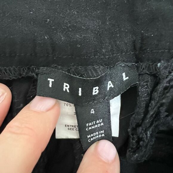 Tribal Black High-Rise Rayon Blend Pull-On Cuffed Cropped Trousers‎ Size 4 - Picture 8 of 12